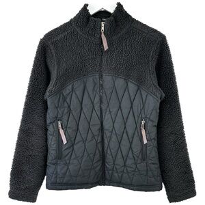 Vintage Patagonia Made in USA Maverick Black Sherpa Fleece Quilted Light Jacket